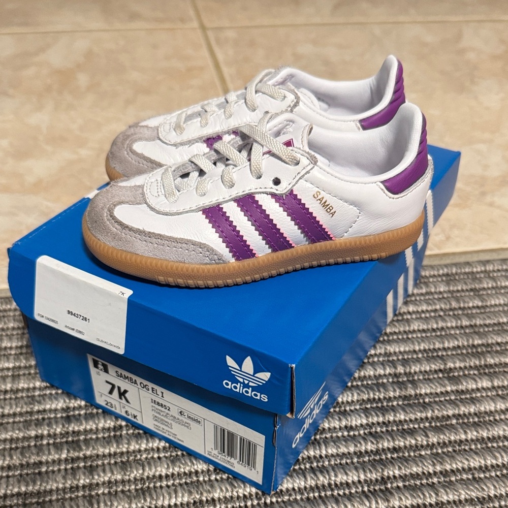 Adidas Kids Samba Sneakers - White and Purple